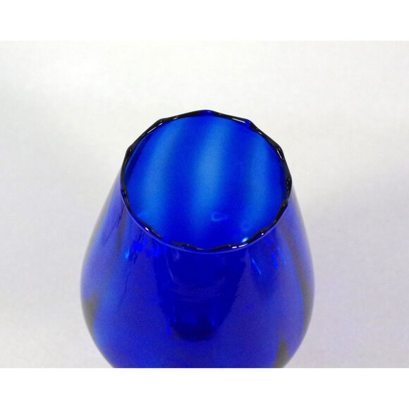 Vintage Empoli Cobalt Blue Glass Snifter 7" Tall Twisted Stem Brandy Glass Vase - Picture 4 of 6